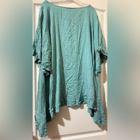Aveology Seafoam Tunic 100% Viscose Teal Blouse - Picture 4 of 5